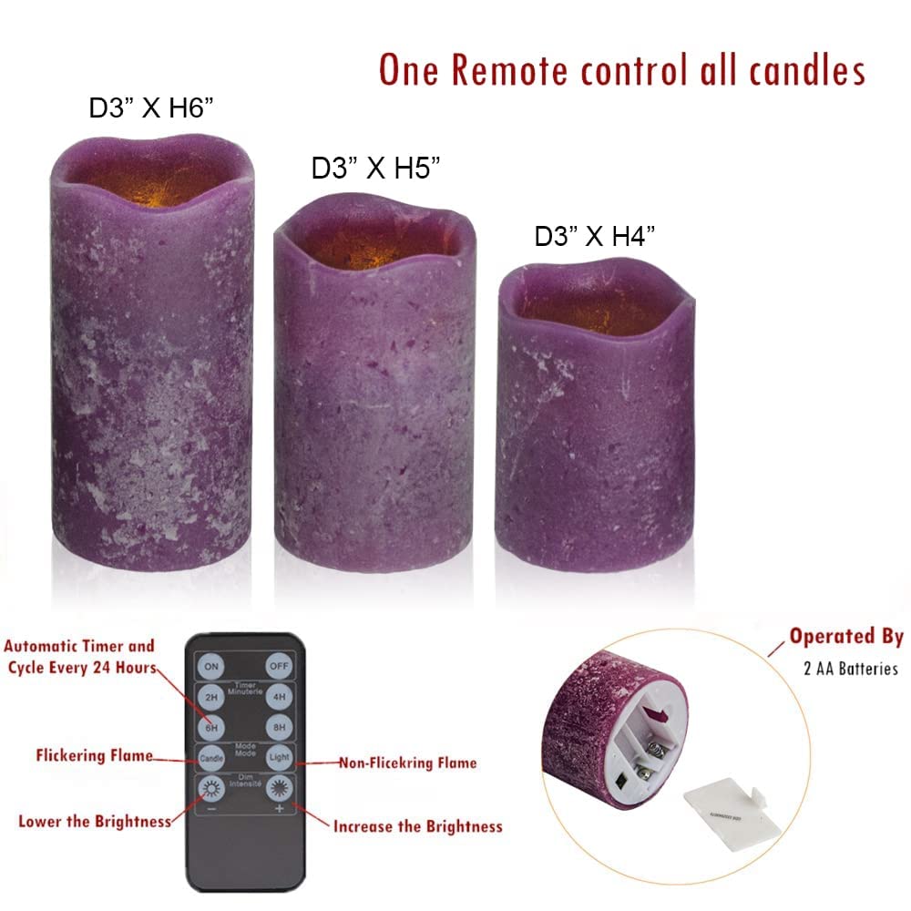 Amazon.co.jp: パープルフレームレスLEDキャンドルライト 3個セット